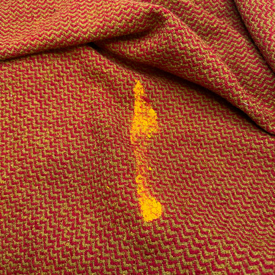 Riding Out The Waves - Slub In The Weave Herringbone Acrylic/Wool Woven - Red/Yellow Chevron - 1M Bundle