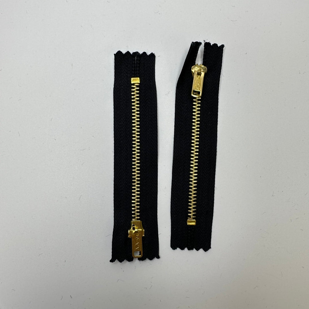 4.5" YKK Metal Zipper - Closed End - Dark Navy/Gold - True Deadstock supplies Fabric by private - Sustainable Textile | FABCYCLE