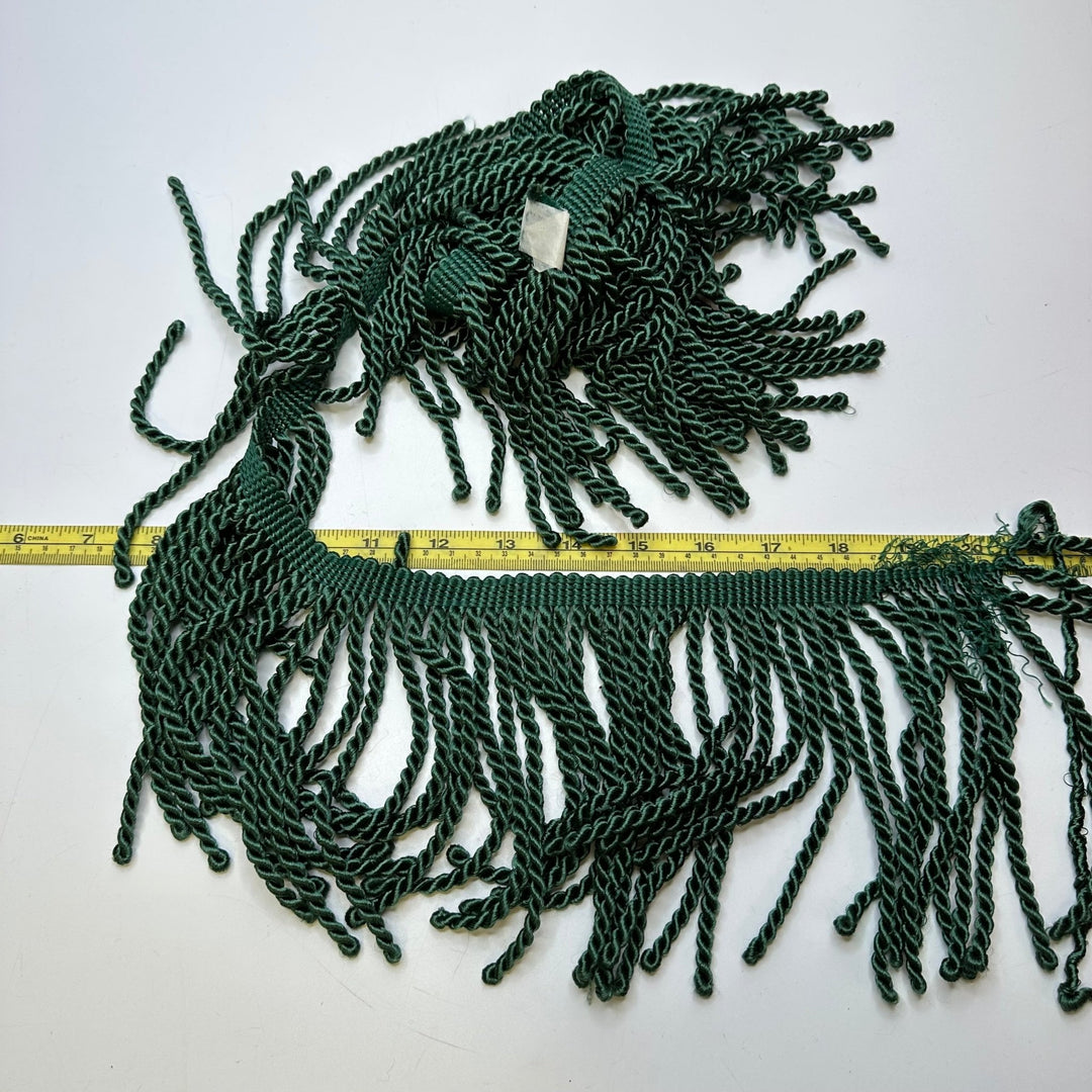 5 9/10" (150mm) Fringe Braided Trim - Green - 1M Bundle - True Deadstock supplies Fabric by private - Sustainable Textile | FABCYCLE
