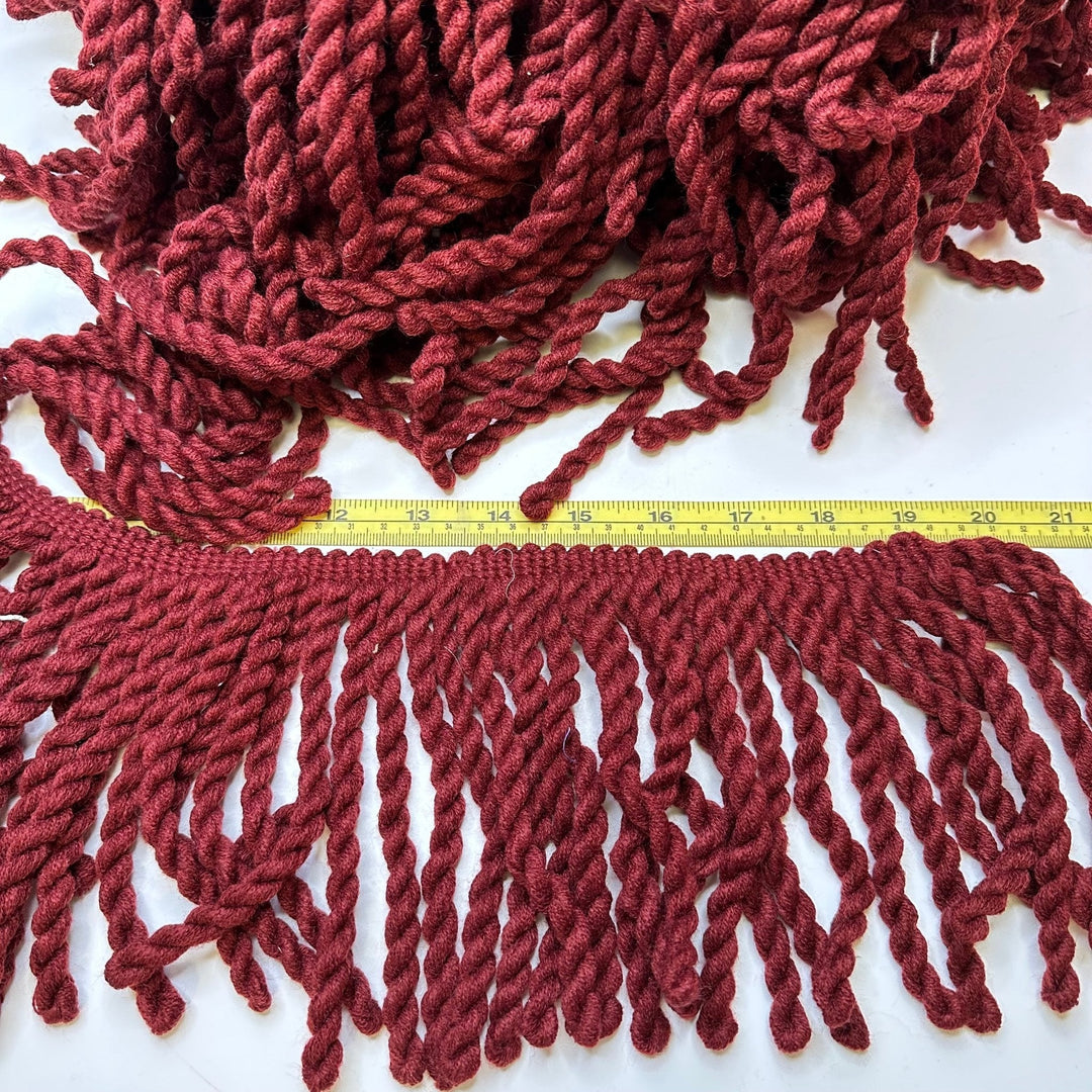 5 9/10" (150mm) Fringe Tape Trim - Burgundy - 5.25M Bundle - True Deadstock supplies Fabric by private - Sustainable Textile | FABCYCLE