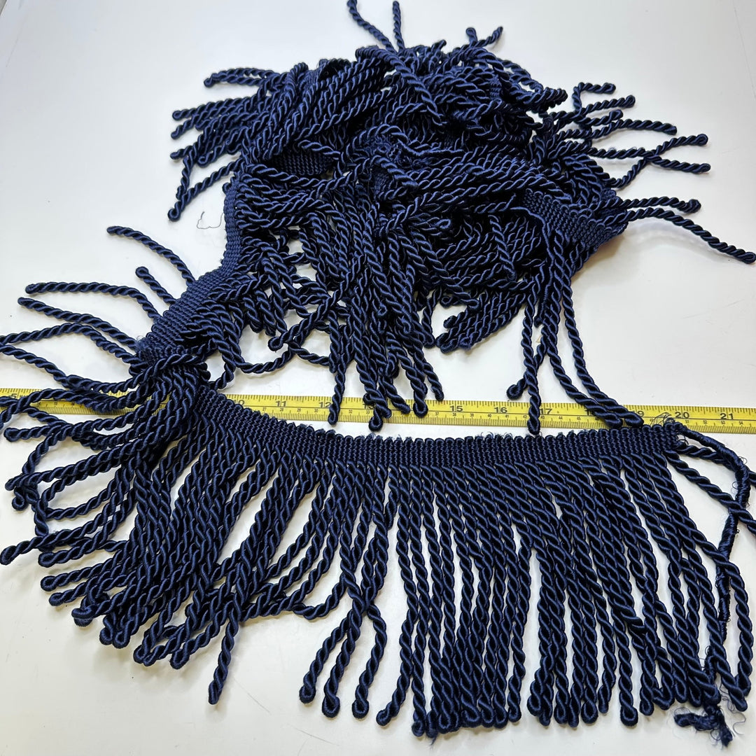 5 9/10" (150mm) Fringe Tape Trim - Dark Blue - 1.35M Bundle - True Deadstock supplies Fabric by private - Sustainable Textile | FABCYCLE