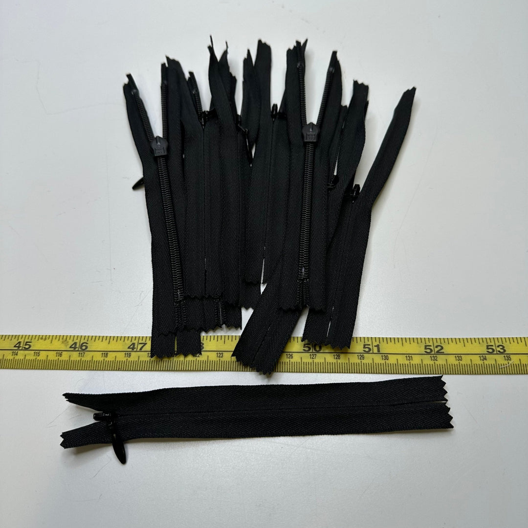 5" YKK Invisible Zipper - Closed End - Black - 10 Pack - True Deadstock supplies Fabric by private - Sustainable Textile | FABCYCLE