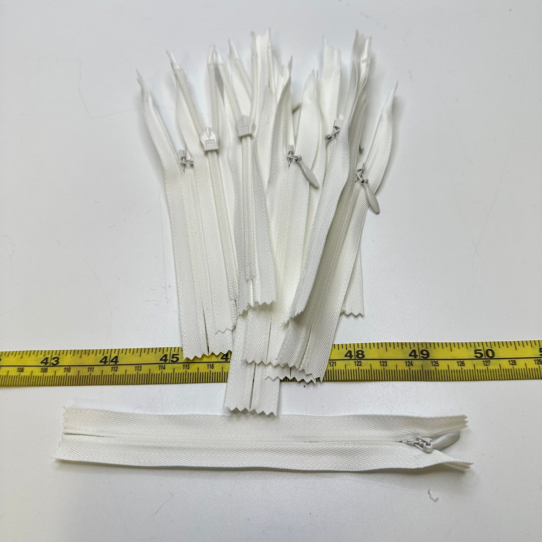 5" YKK Invisible Zipper - Closed End - White - 10 Pack - True Deadstock supplies Fabric by private - Sustainable Textile | FABCYCLE
