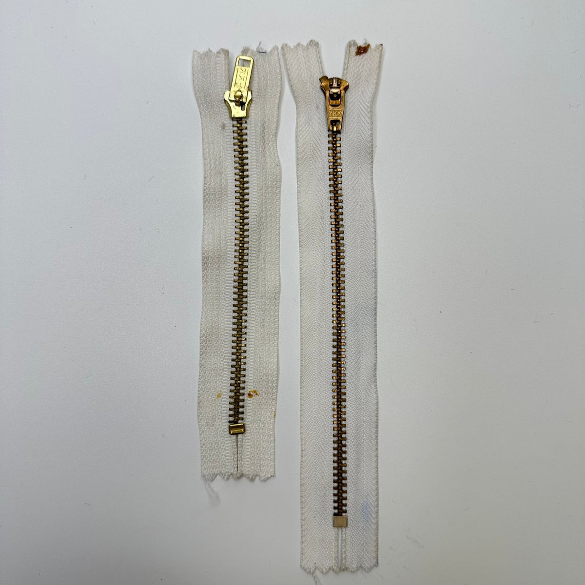 5.5" + 7" YKK Metal Zipper - Closed End - White/Gold - 2 Pack - True Deadstock supplies Fabric by private - Sustainable Textile | FABCYCLE