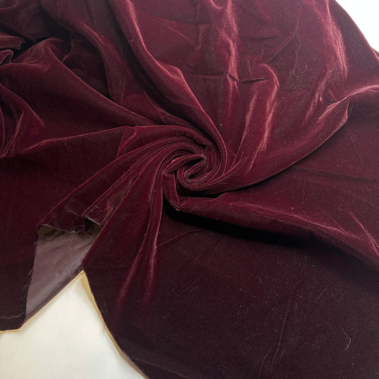 Crimson Peaks Vibes - Velvet Poly Woven - Burgundy - 2M Bundle - FABCYCLE Deadstock and Sustainble Fabrics and Sewing Supplies