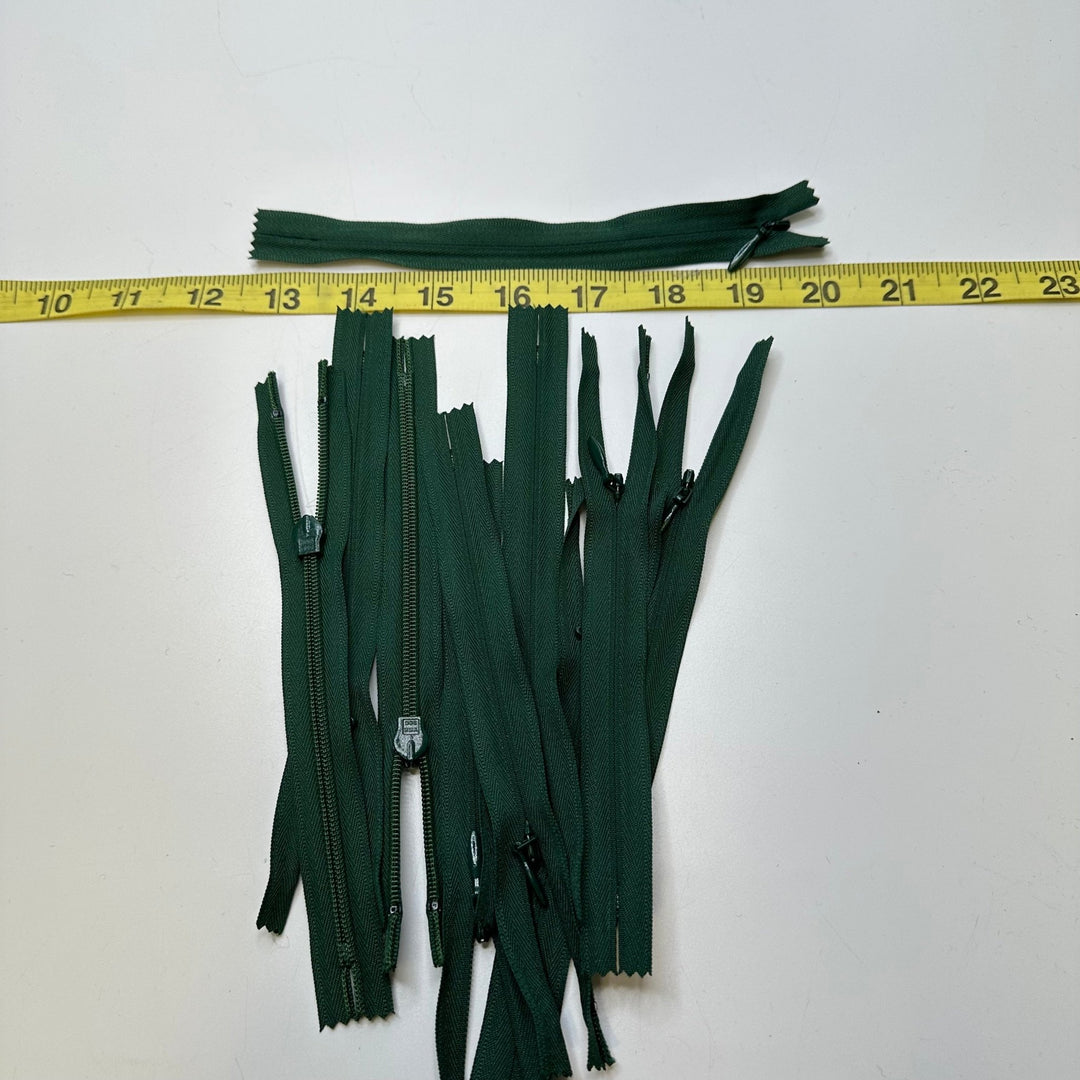 6.5" Invisible Zipper - Closed End - Dark Green - 10 Pack - True Deadstock supplies Fabric by private - Sustainable Textile | FABCYCLE