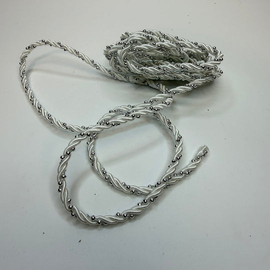 ¼" (6mm) Beaded Rope Cording Trim - White/Silver - 2.7M Bundle - True Deadstock supplies Fabric by private - Sustainable Textile | FABCYCLE