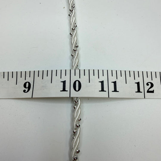 ¼" (6mm) Beaded Rope Cording Trim - White/Silver - 2.7M Bundle - True Deadstock supplies Fabric by private - Sustainable Textile | FABCYCLE