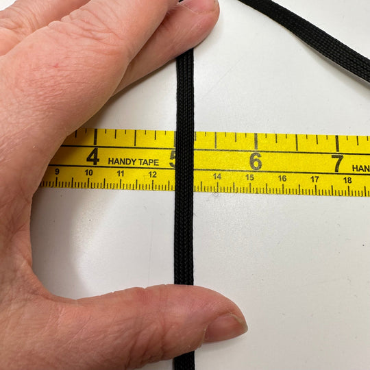 ¼" (6mm) Braided Tape Trim - Black - Roll - True Deadstock supplies Fabric by private - Sustainable Textile | FABCYCLE