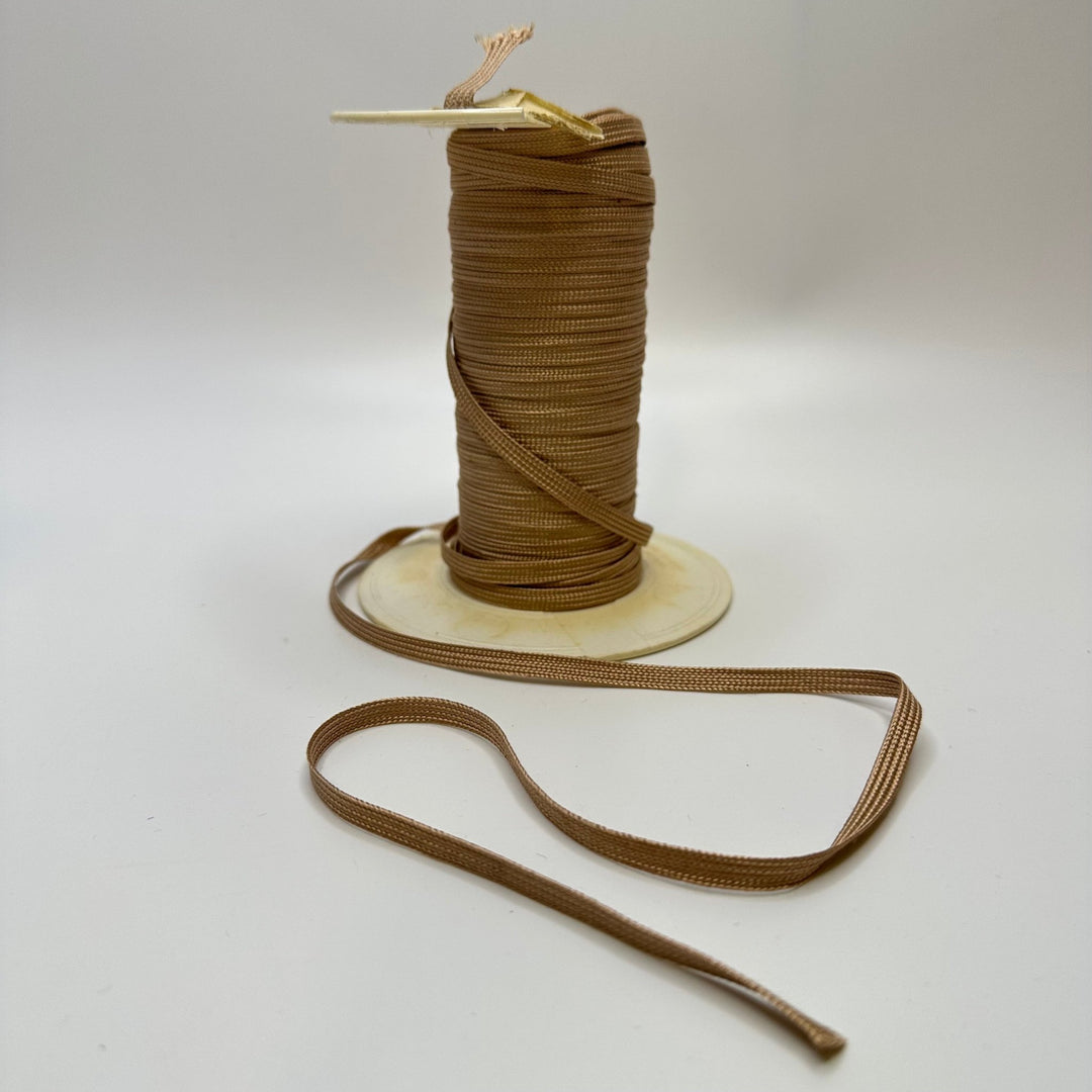 ¼" (6mm) Braided Tape Trim - Gold/Beige - Roll - True Deadstock supplies Fabric by private - Sustainable Textile | FABCYCLE