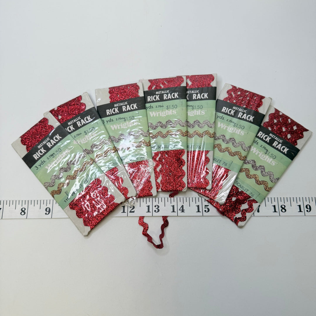 ¼" (6mm) Ricrac Trim - Red - 7 Pack - True Deadstock supplies Fabric by private - Sustainable Textile | FABCYCLE
