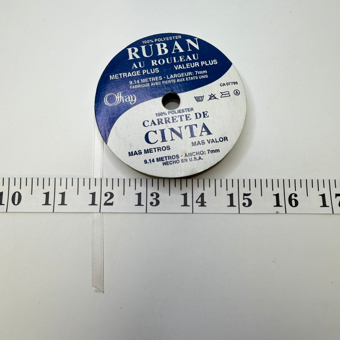 ¼" (6mm) Satin Ribbon Trim - White - Roll - True Deadstock supplies Fabric by private - Sustainable Textile | FABCYCLE