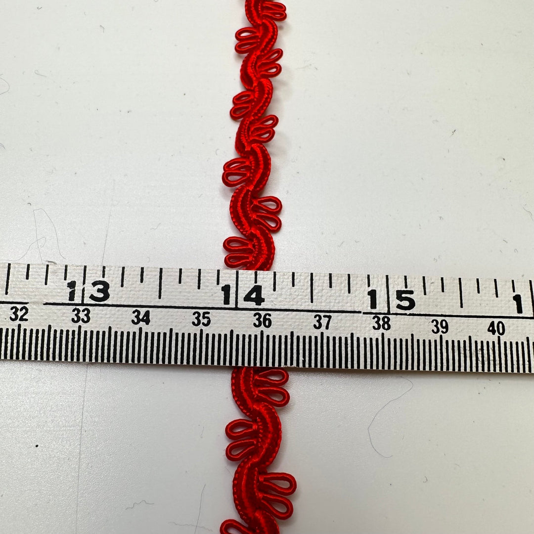 ¼" (6mm) Scalloped Braided Trim - Red - 2.6M Bundle - True Deadstock supplies Fabric by private - Sustainable Textile | FABCYCLE