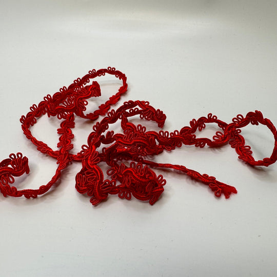 ¼" (6mm) Scalloped Braided Trim - Red - 2.6M Bundle - True Deadstock supplies Fabric by private - Sustainable Textile | FABCYCLE