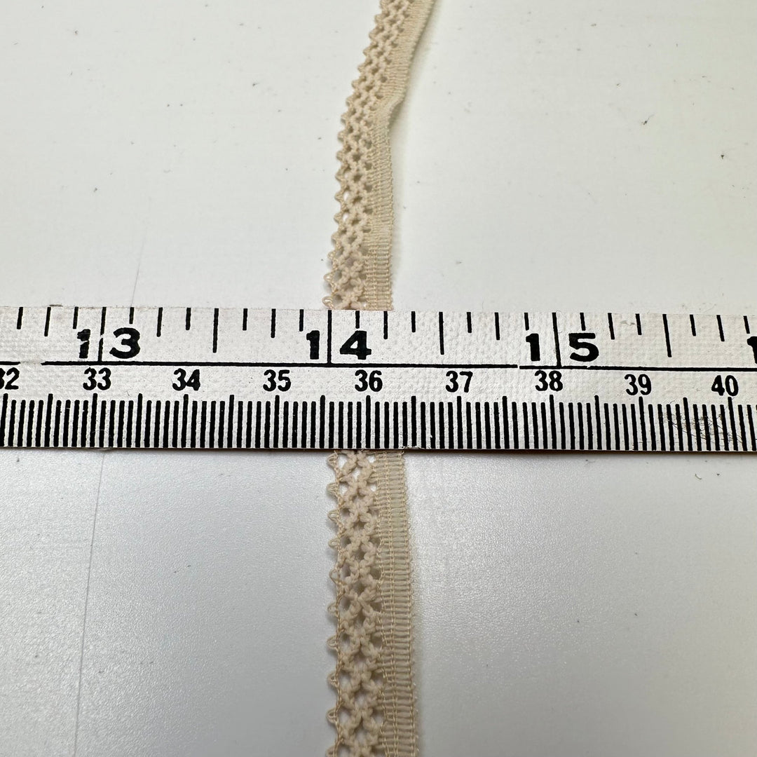 ¼" (6mm) Scalloped Mesh Lace Trim - Light Beige - 4.9M Bundle - True Deadstock supplies Fabric by private - Sustainable Textile | FABCYCLE