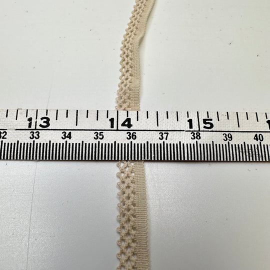 ¼" (6mm) Scalloped Mesh Lace Trim - Light Beige - 4.9M Bundle - True Deadstock supplies Fabric by private - Sustainable Textile | FABCYCLE