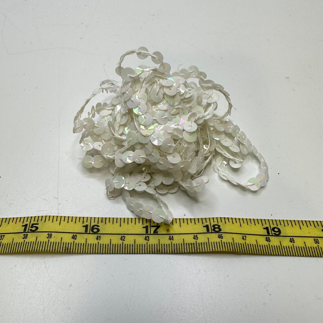 ¼" (6mm) Sequins Cording Trim - White - 4M Bundle - True Deadstock supplies Fabric by private - Sustainable Textile | FABCYCLE