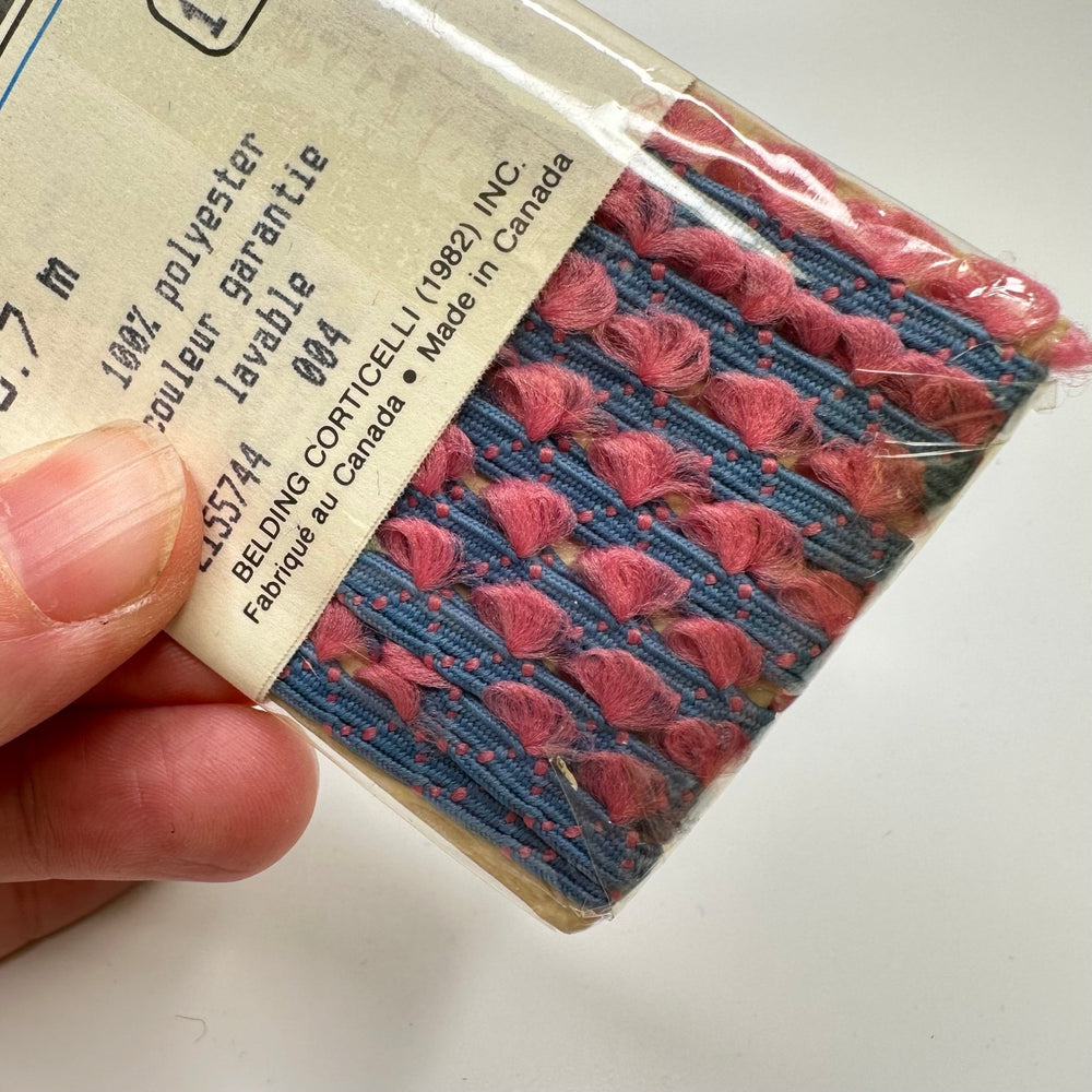 ¼" (6mm) Vintage Tassel Braided Tape Trim - Blue/Pink - 3M Bundle - True Deadstock supplies Fabric by private - Sustainable Textile | FABCYCLE