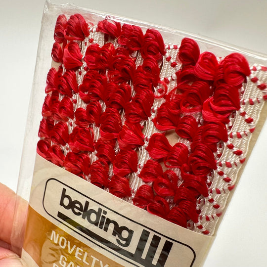 ¼" (6mm) Vintage Tassel Braided Tape Trim - Red/White - 3M Bundle - True Deadstock supplies Fabric by private - Sustainable Textile | FABCYCLE