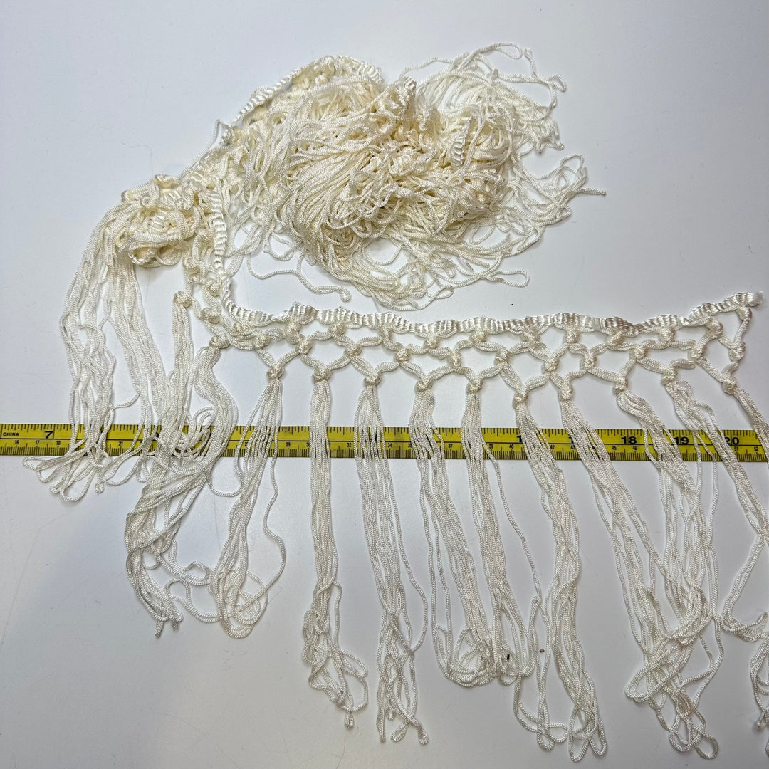 7 ⅞" (200mm) Fringe Tape Trim - White - 1.15M Bundle - True Deadstock supplies Fabric by private - Sustainable Textile | FABCYCLE