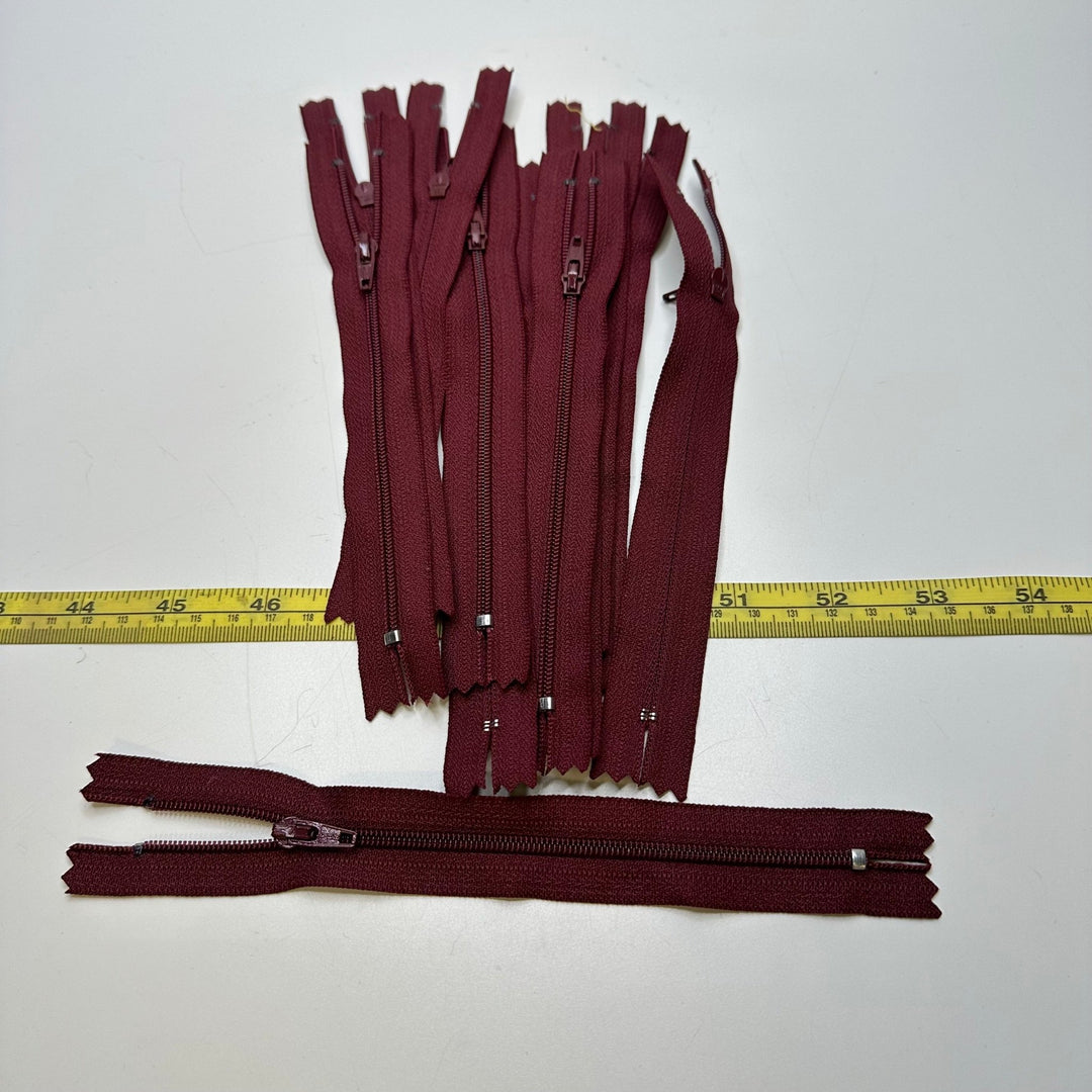 7" YKK Coil Zipper - Closed End - Burgundy - 10 Pack - True Deadstock supplies Fabric by private - Sustainable Textile | FABCYCLE