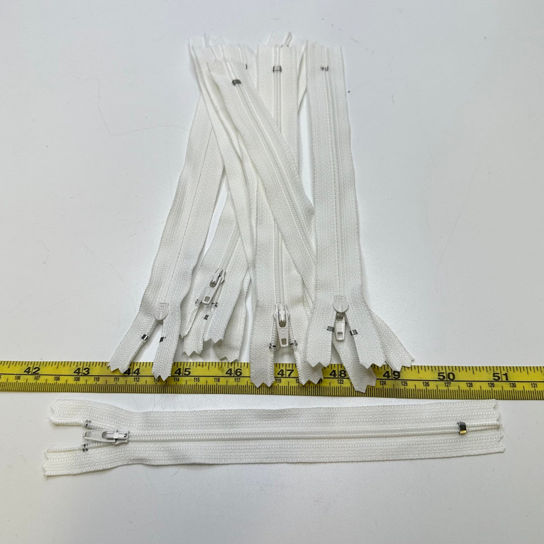 7" YKK Coil Zipper - Closed End - White - 10 Pack - True Deadstock supplies Fabric by private - Sustainable Textile | FABCYCLE