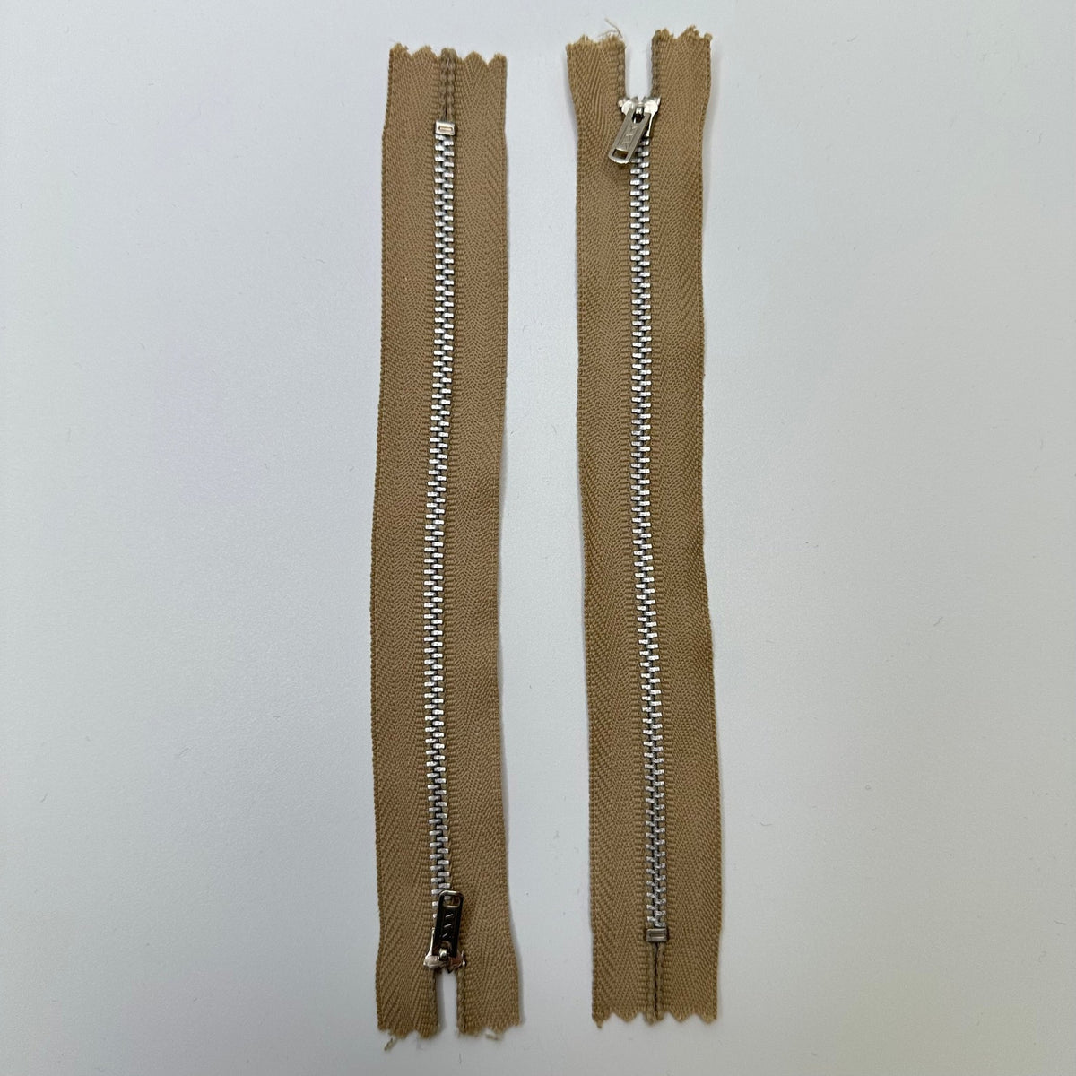 7" YKK Metal Zipper - Closed End - Light Beige/Silver - True Deadstock supplies Fabric by private - Sustainable Textile | FABCYCLE