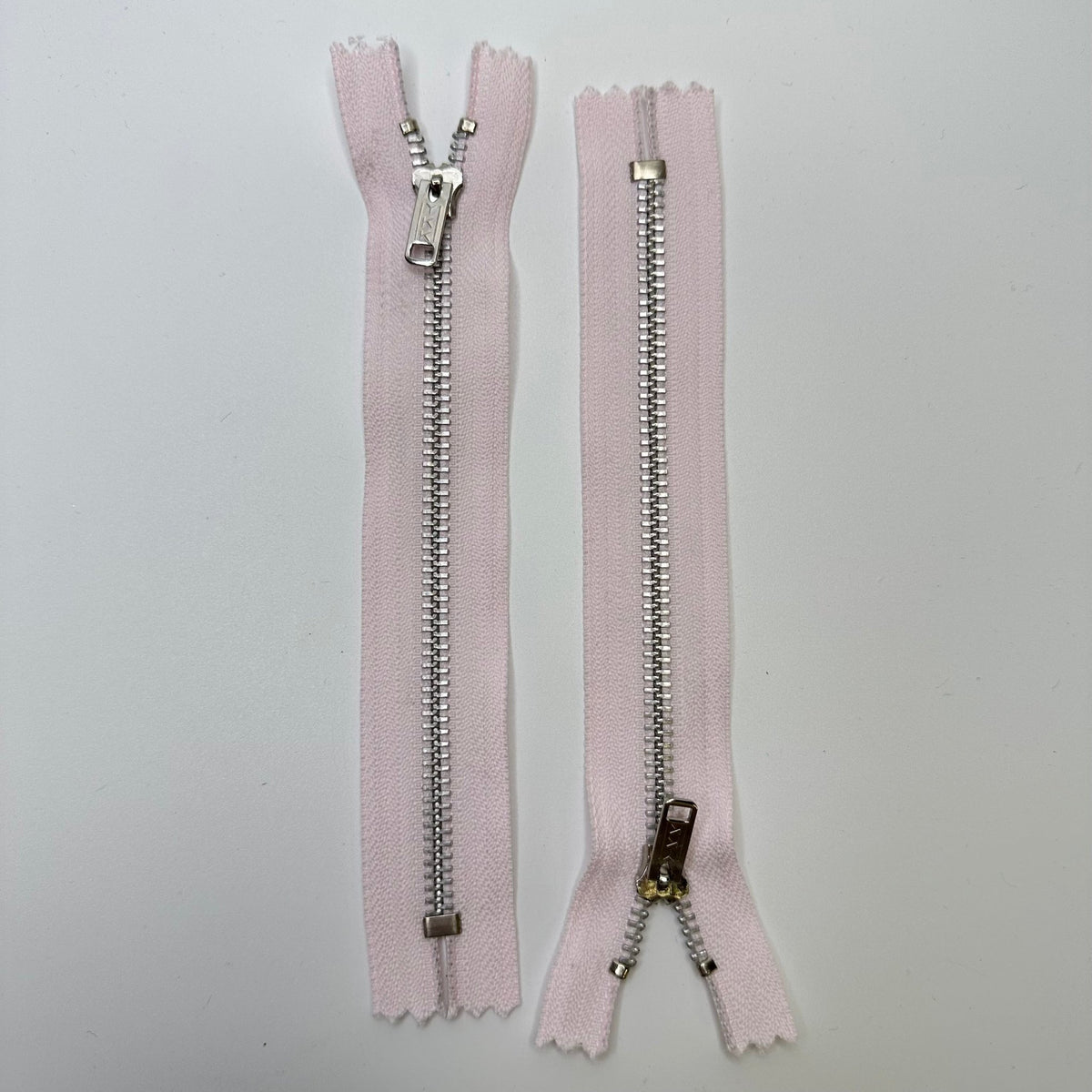 7" YKK Metal Zipper - Closed End - Light Pink/Silver - True Deadstock supplies Fabric by private - Sustainable Textile | FABCYCLE