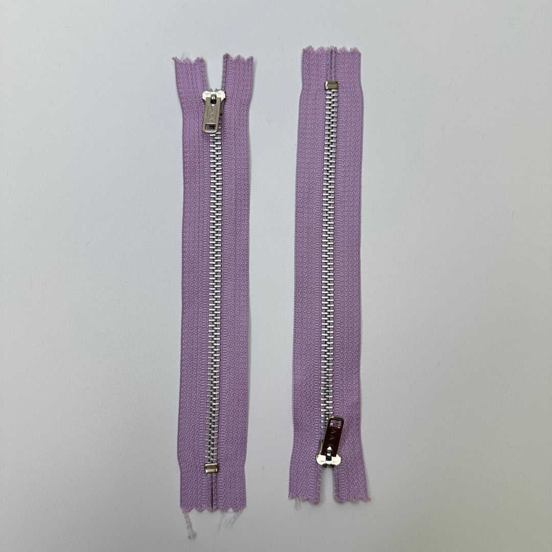 7" YKK Metal Zipper - Closed End - Silver/Lavender - True Deadstock supplies Fabric by private - Sustainable Textile | FABCYCLE