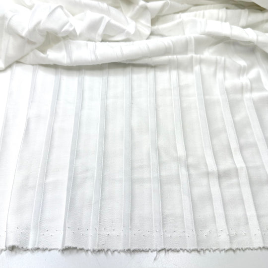 Hit Up The Tennis Courts - Pleated Fabric Polyester Blend Knit - White - 2.8M Bundle - FABCYCLE Deadstock and Sustainble Fabrics and Sewing Supplies
