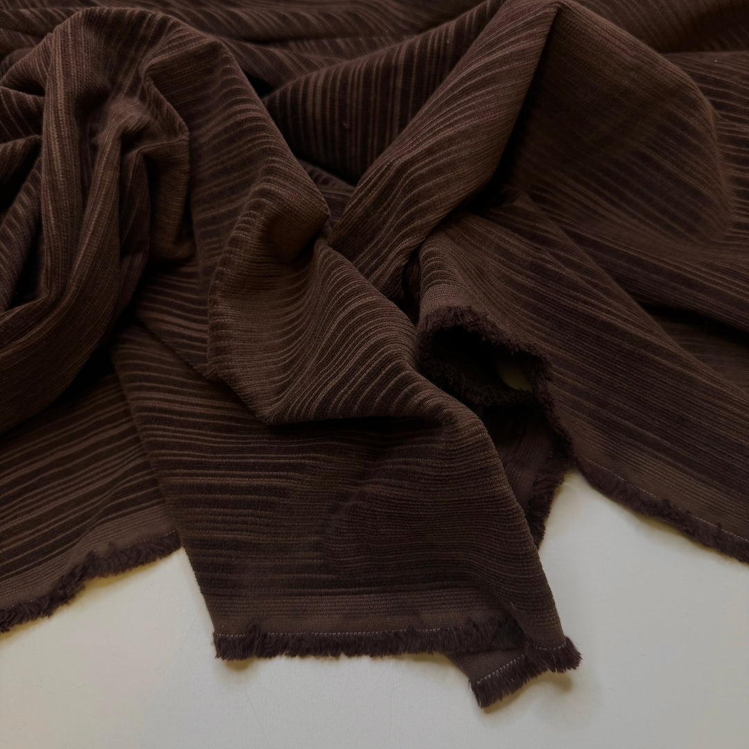 70s Music On The Radio - Corduroy Cotton Blend Woven - Brown Stripes - 1M Bundle - True Deadstock fabric Fabric by private - Sustainable Textile | FABCYCLE