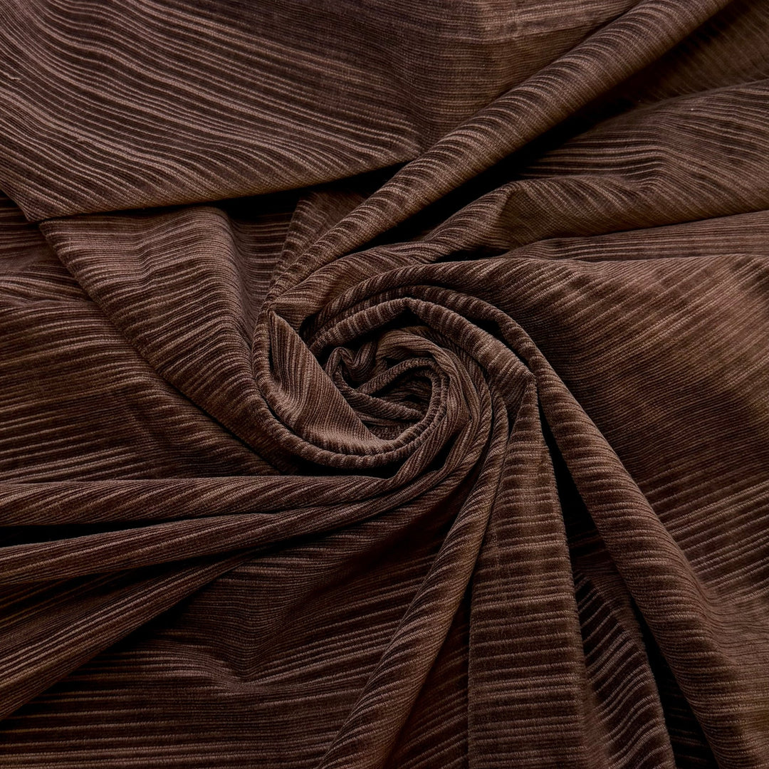 70s Music On The Radio - Corduroy Cotton Blend Woven - Brown Stripes - 1M Bundle - True Deadstock fabric Fabric by private - Sustainable Textile | FABCYCLE