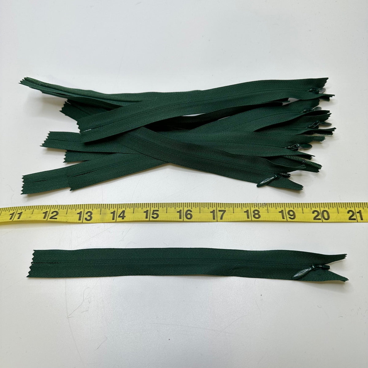 7.5" Invisible Zipper - Closed End - Dark Green - 10 Pack - True Deadstock supplies Fabric by private - Sustainable Textile | FABCYCLE