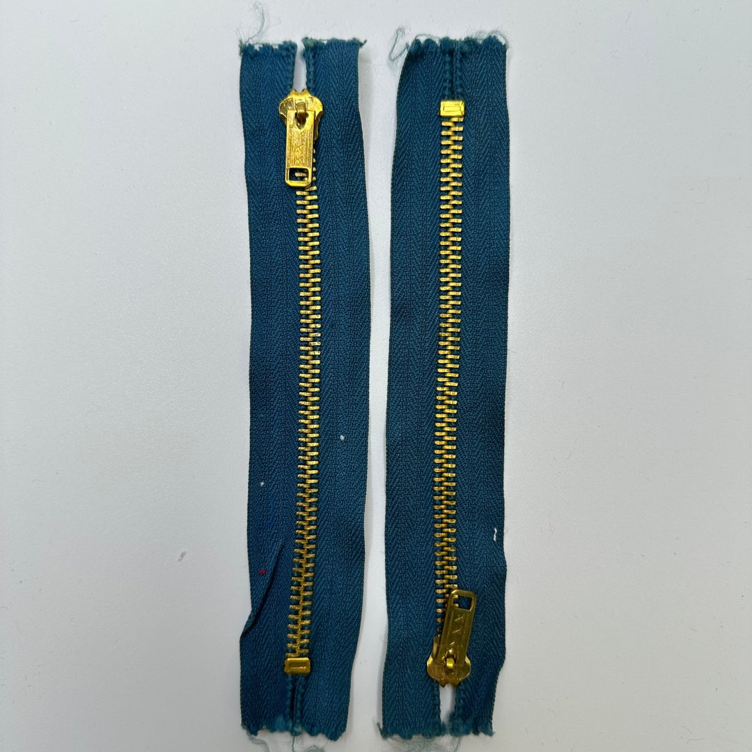 7.5" YKK Metal Zipper - Closed End - Teal Gold - True Deadstock supplies Fabric by private - Sustainable Textile | FABCYCLE