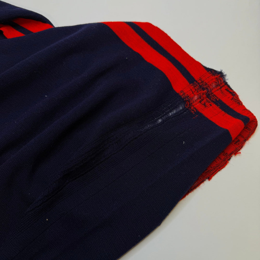 79 Nations In The Global Ocean Treaty - Tubular Rib Knit Polyester Blend Knit - Dark Navy/Red Stripes - 1.2M Bundle - True Deadstock fabric Fabric by private - Sustainable Textile | FABCYCLE