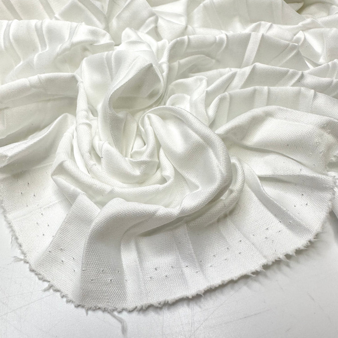 Hit Up The Tennis Courts - Pleated Fabric Polyester Blend Knit - White - 2.8M Bundle - FABCYCLE Deadstock and Sustainble Fabrics and Sewing Supplies