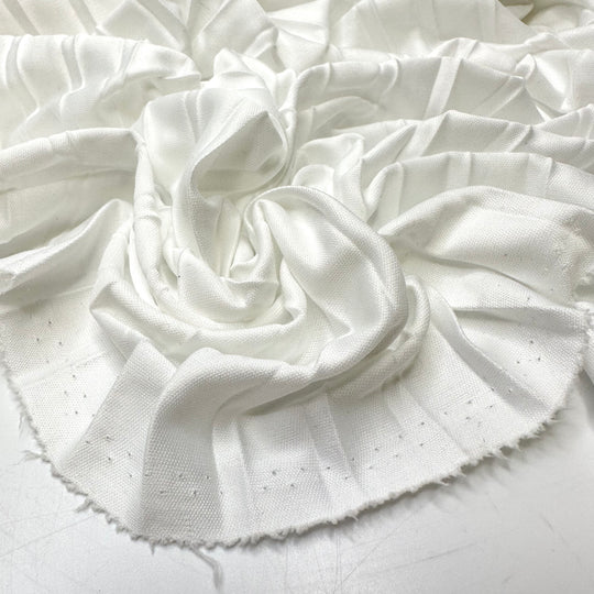 Hit Up The Tennis Courts - Pleated Fabric Polyester Blend Knit - White - 2.8M Bundle - FABCYCLE Deadstock and Sustainble Fabrics and Sewing Supplies