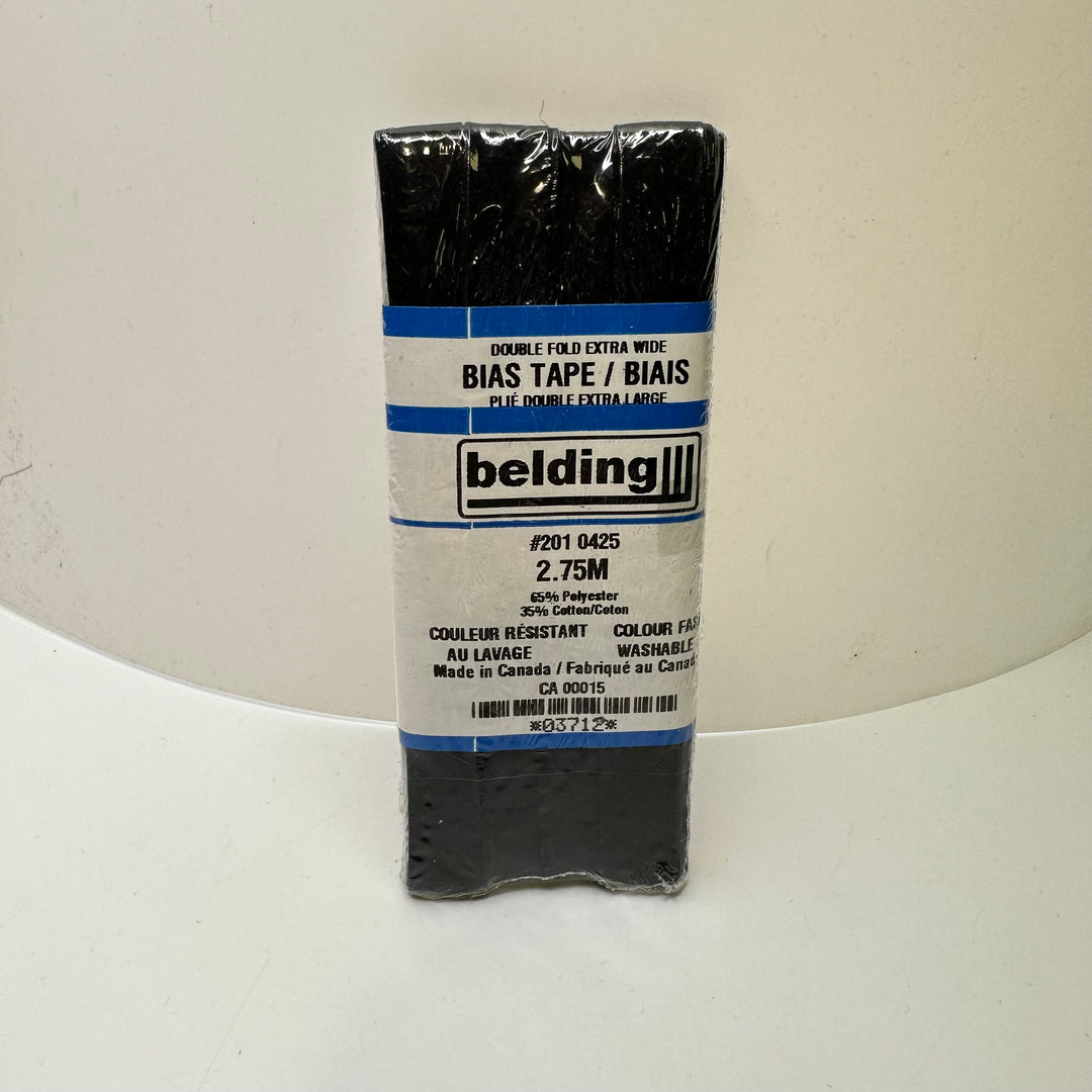 ⅜" Double Fold Woven Belding Bias Tape - Black - 2.75M Package