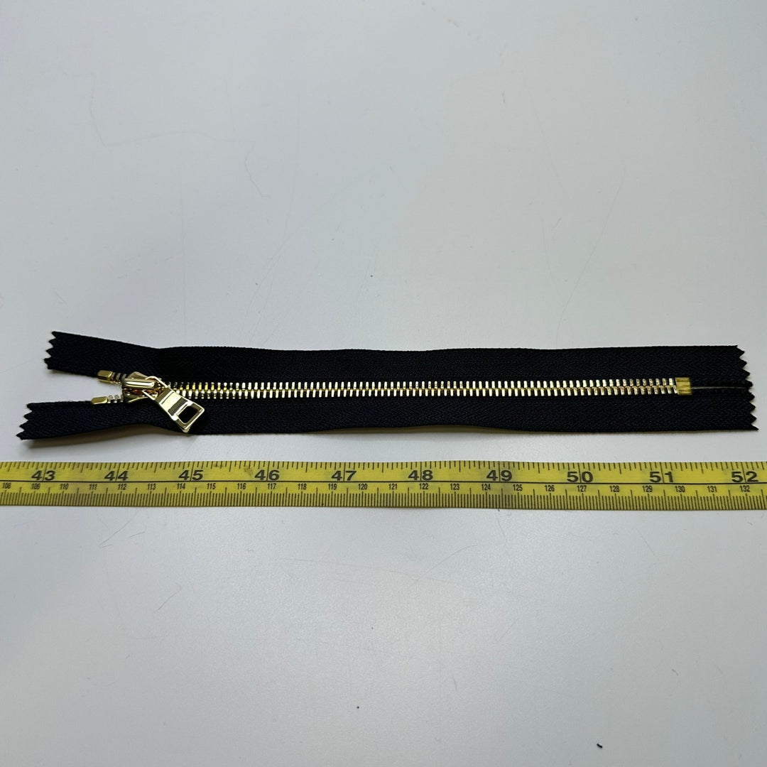 8" Metal Zipper - Closed End - Navy/Gold - True Deadstock supplies Fabric by private - Sustainable Textile | FABCYCLE