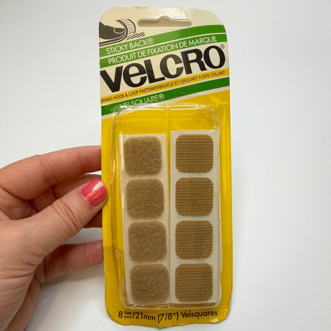 8 Sets Of Adhesive Squares Velcro - Beige - Individual - True Deadstock supplies Fabric by private - Sustainable Textile | FABCYCLE