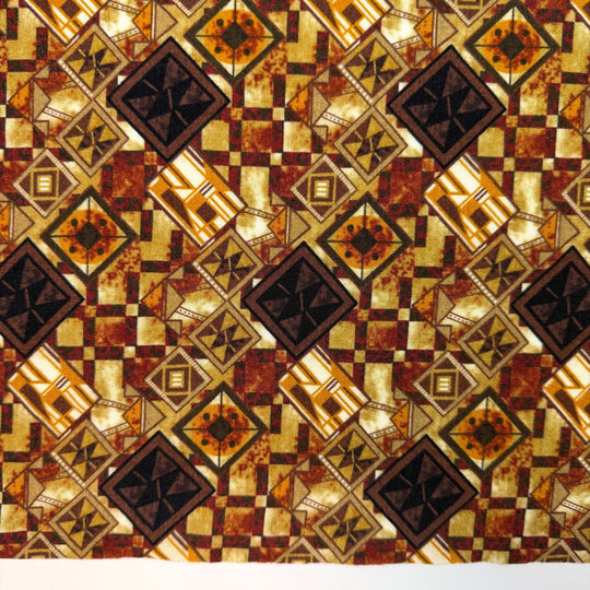 80s Kitchen Wallpaper - Jersey Cotton Blend Knit - Beige/Orange Geometric - 1.15M Bundle - True Deadstock fabric Fabric by private - Sustainable Textile | FABCYCLE
