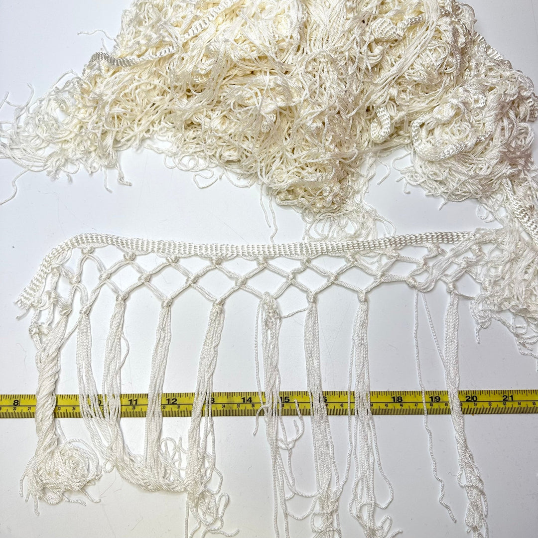 9 ⅚" (250mm) Fringe Tape Trim - Cream - 7 Pack - True Deadstock supplies Fabric by private - Sustainable Textile | FABCYCLE