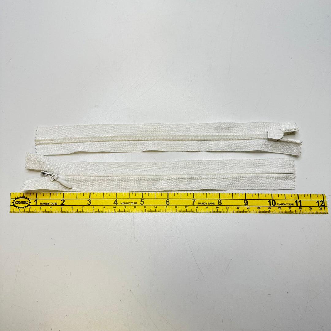 9" Invisible Zipper - Closed End - White - True Deadstock supplies Fabric by private - Sustainable Textile | FABCYCLE