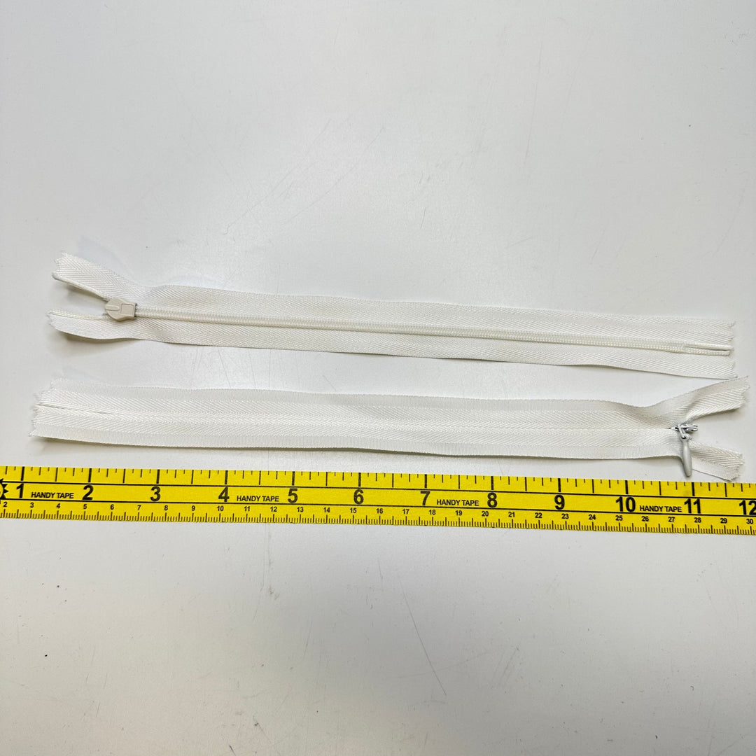 9" Invisible Zipper - Closed End - White - True Deadstock supplies Fabric by private - Sustainable Textile | FABCYCLE