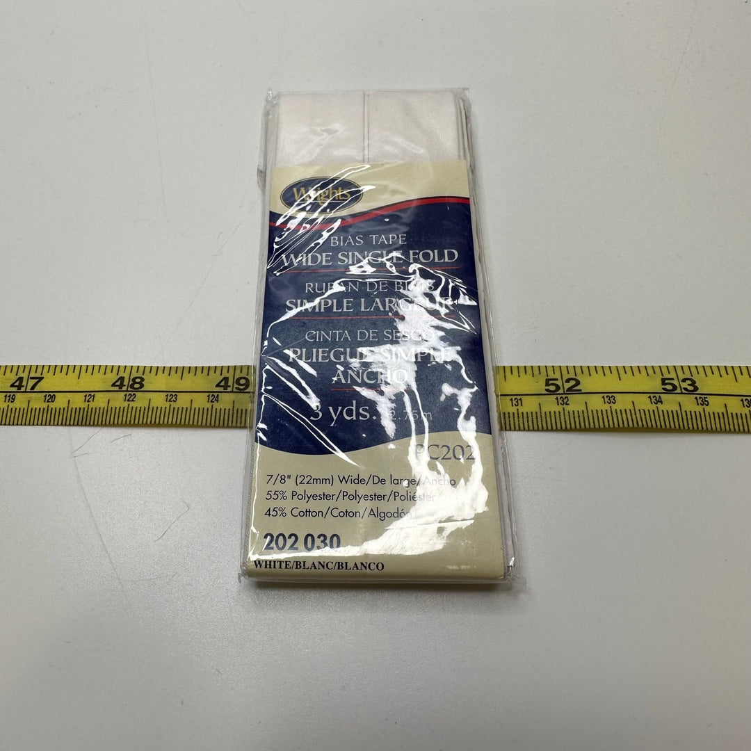 9/10" Single Fold Woven Wrights Bias Tape - White - 2.75M Package - True Deadstock supplies Fabric by private - Sustainable Textile | FABCYCLE
