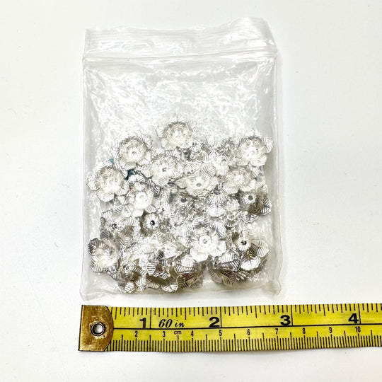 1 Hole Button - 6.5MM Metal - Silver - 10 Pack