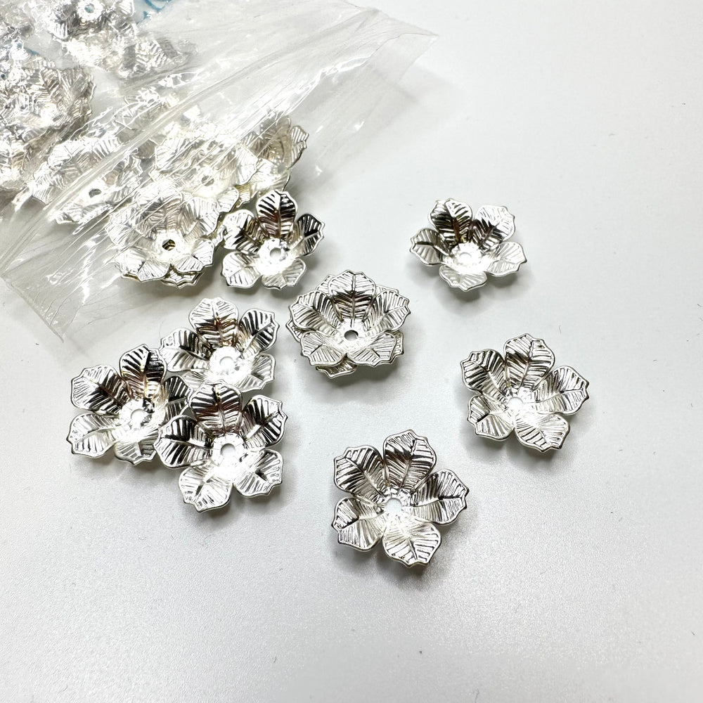 1 Hole Button - 6.5MM Metal - Silver - 10 Pack