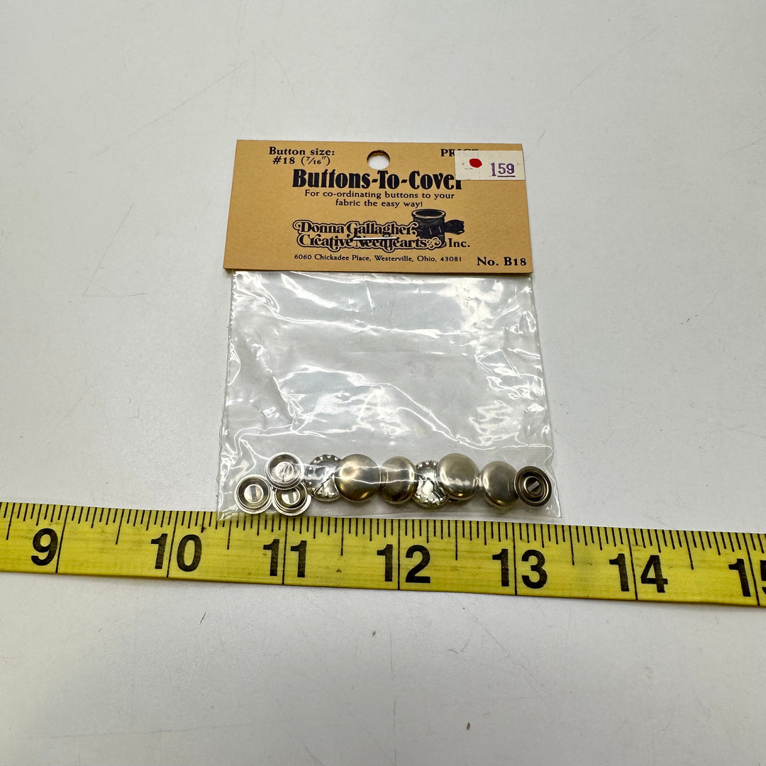 Shank Button - 10MM Metal - Silver - 6 Pack