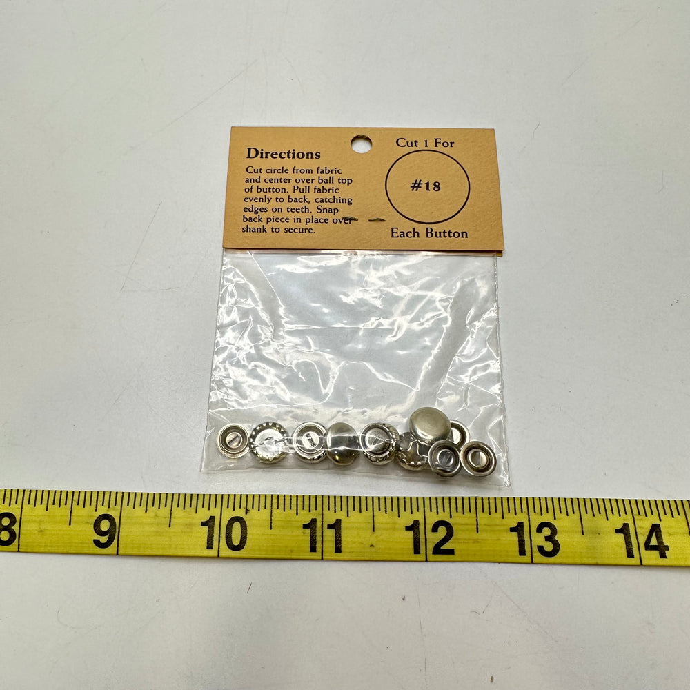 Shank Button - 10MM Metal - Silver - 6 Pack