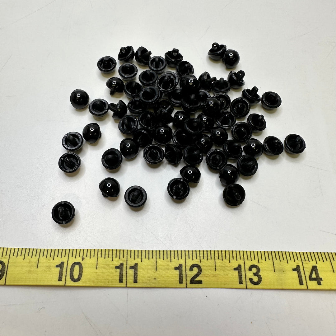 Shank Button - 10MM Plastic - Black - 65 Pack
